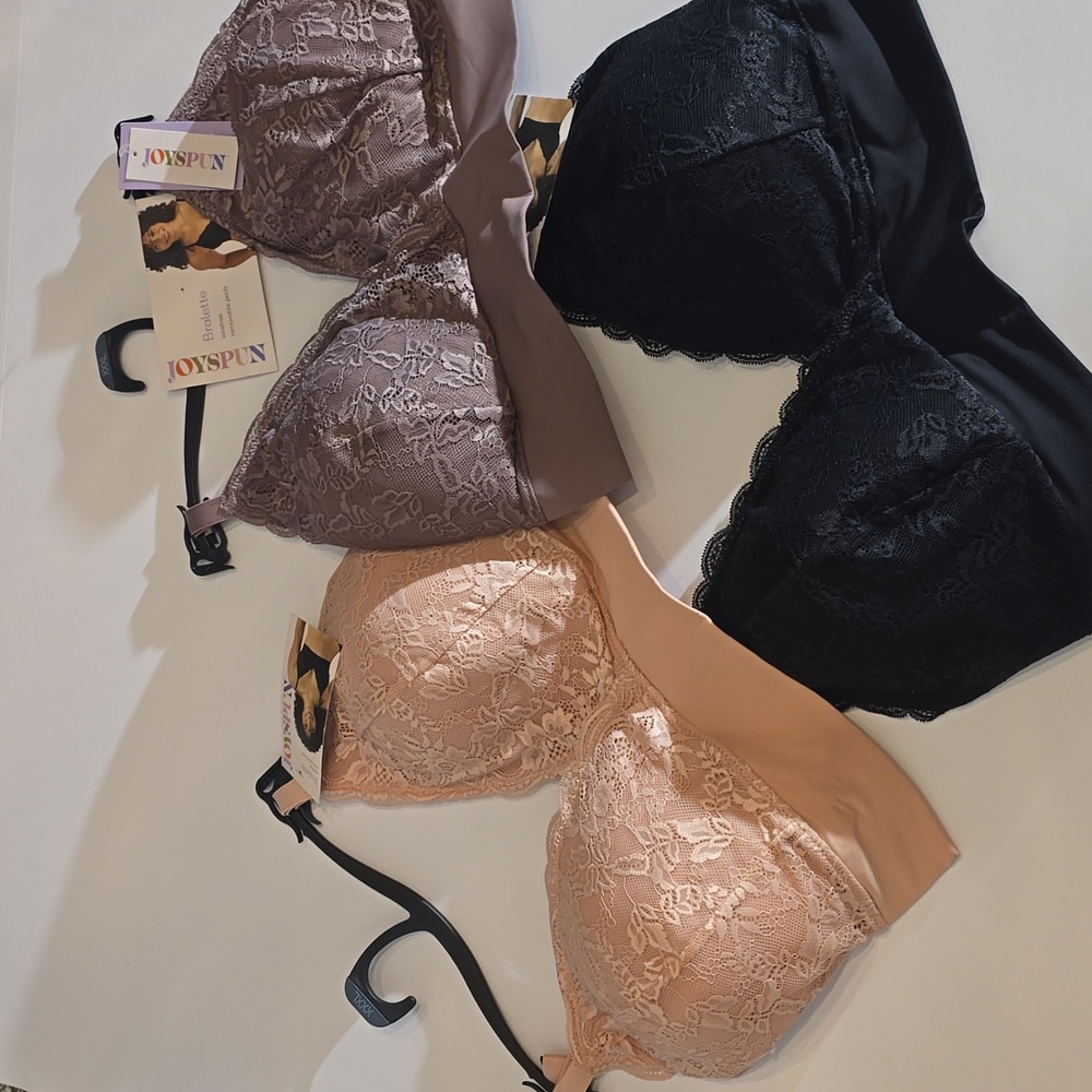 Joyspun Lace Wireless Bralette - Blush, Purple, Black Plus Size
